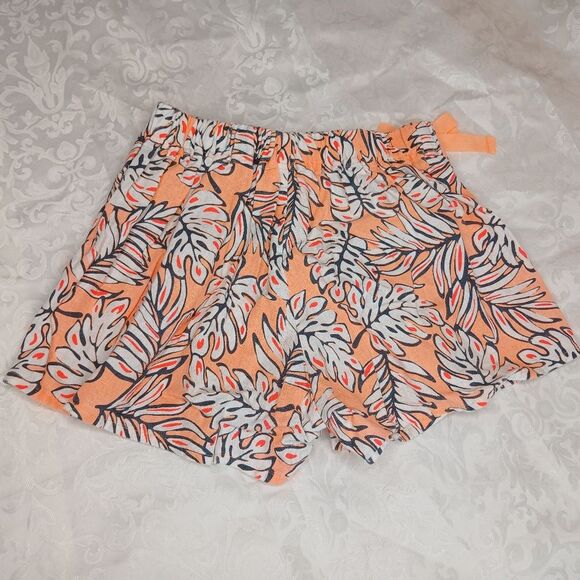 OshKosh Girls Coral Orange Neon Linen Blend Skort Shorts Size 8 NWOT - Picture 3 of 5